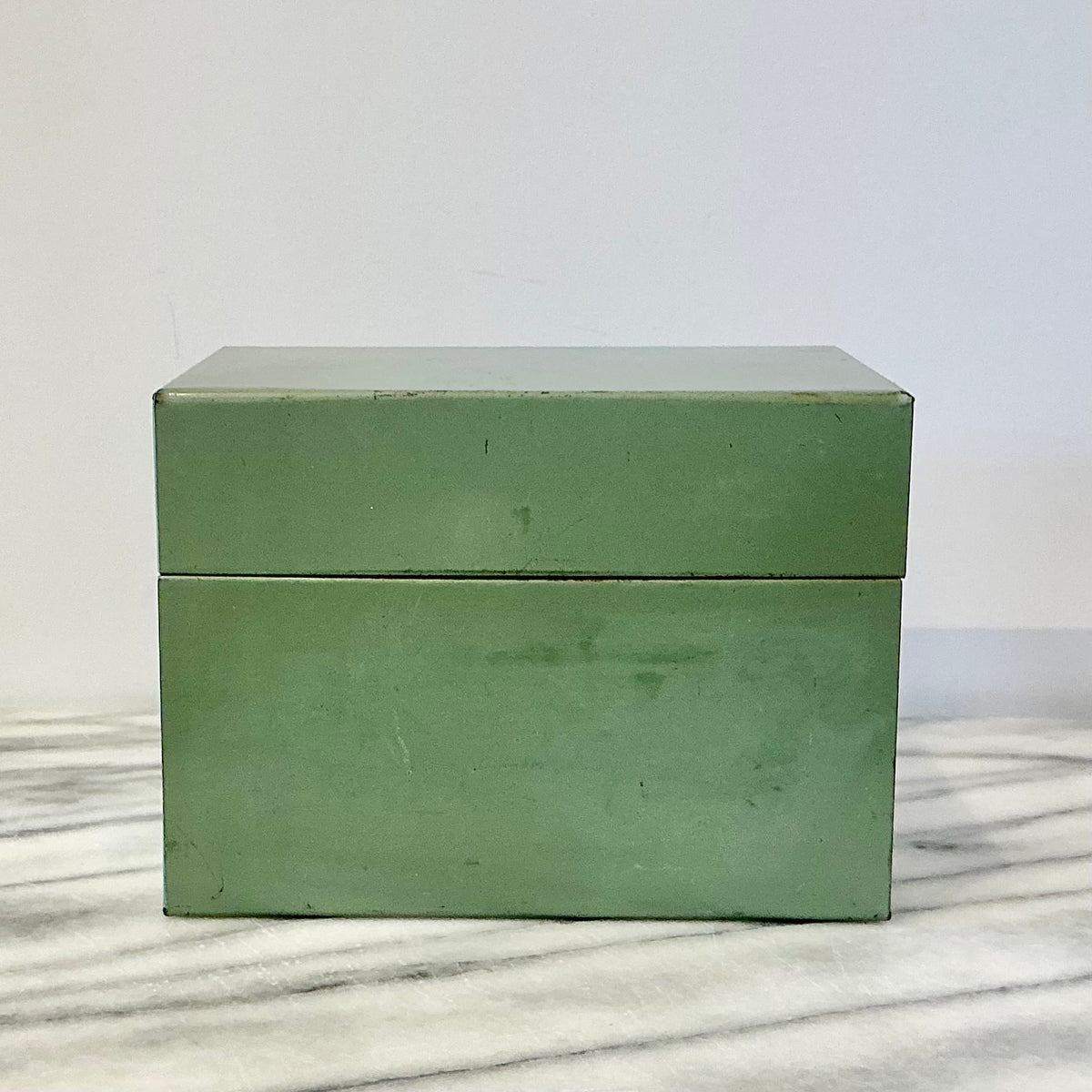Vintage Green Metal Recipe Box