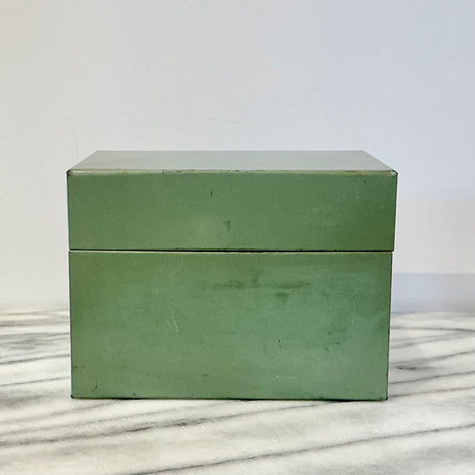 Vintage Green Metal Recipe Box