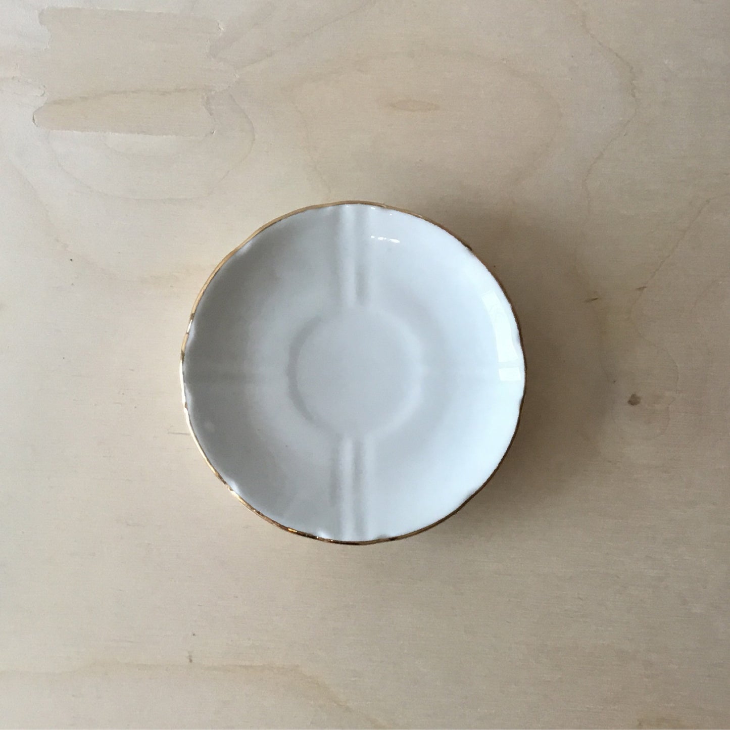 Pair of Tiny Porcelain Plates with Gold Trim