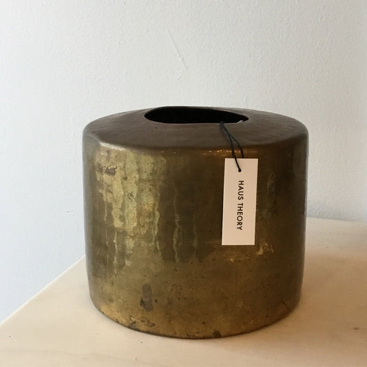 Hammered Brass Cylinder Planter