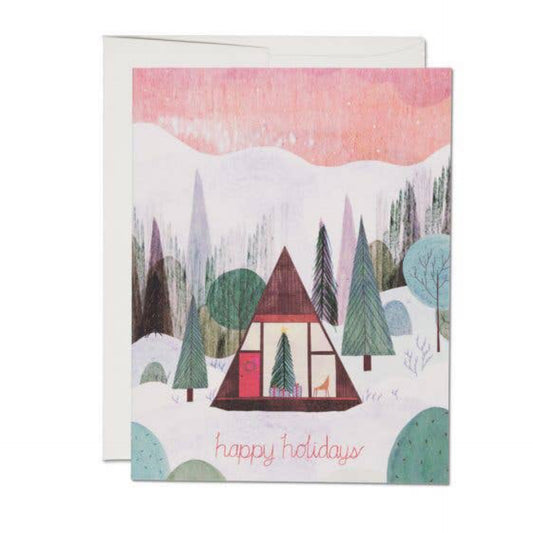 Greeting Card: Happy Holidays, Modern Cabin