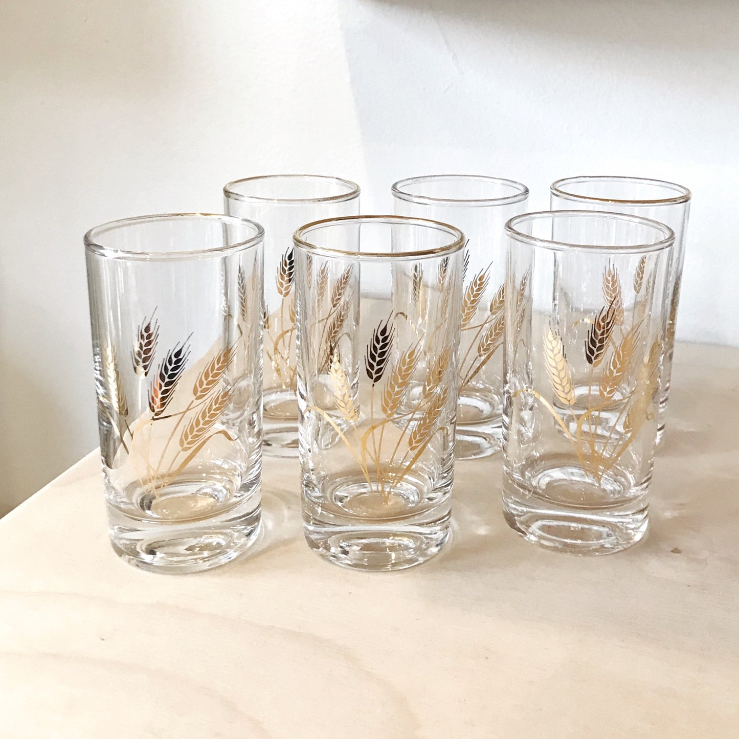Set of 6 Gold Wheat Juice Glasses