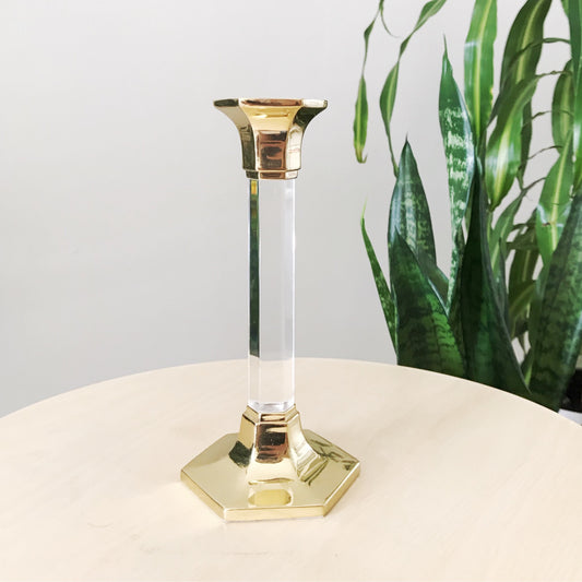 Brass & Acrylic Candle Holder