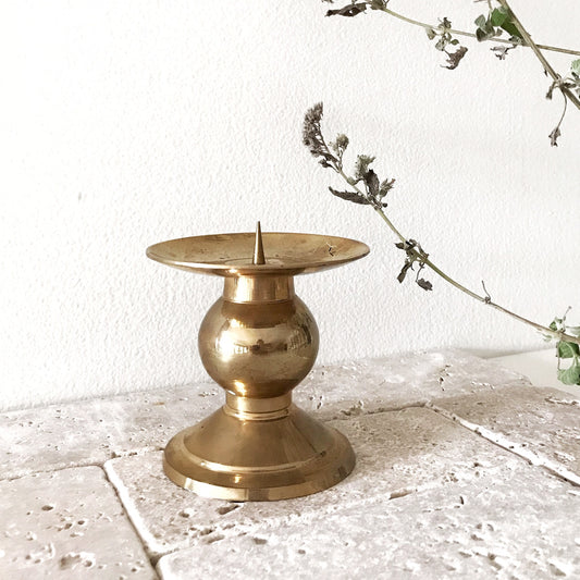 Vintage Mid Century Brass Pillar Holder