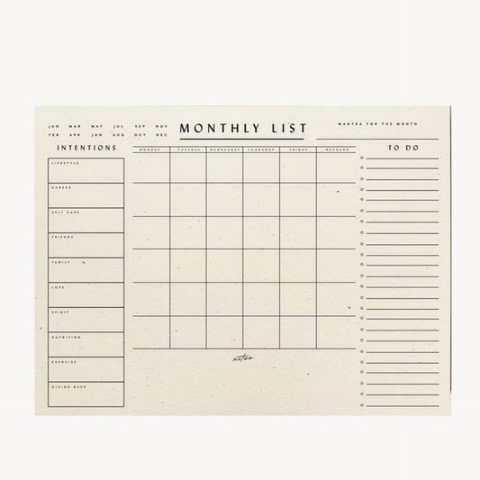 Monthly List Pad