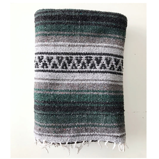 Woven Throw Blanket, Green & Gray