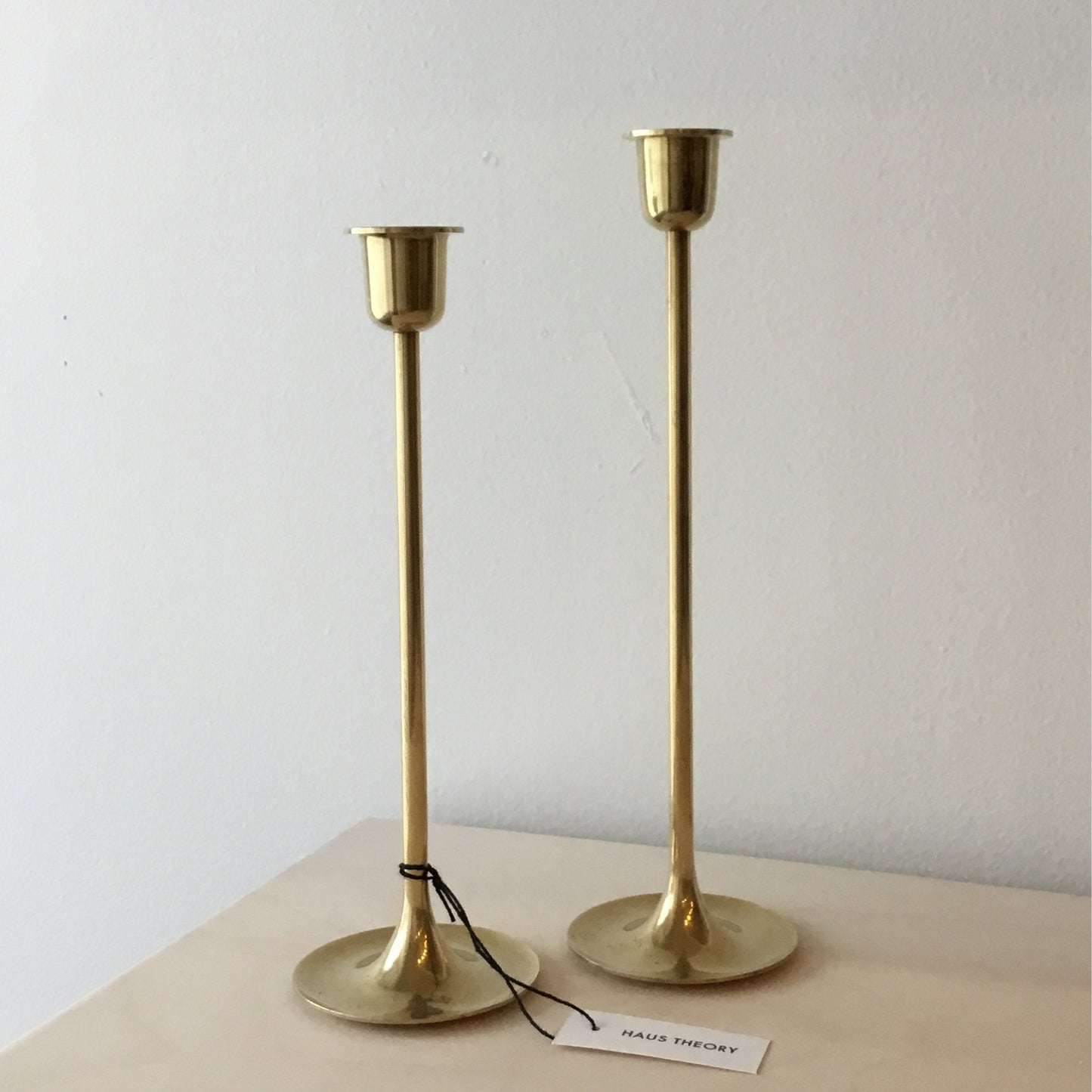 Pair of Slender Brass Candle Holders