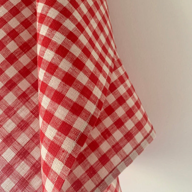 Linen Kitchen Cloth, Red+White
