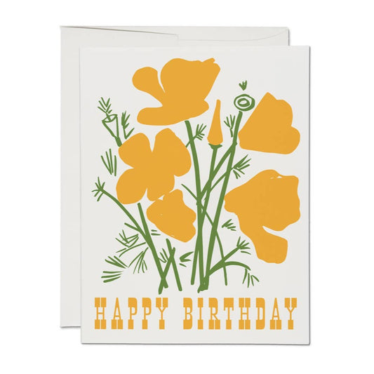 Greeting Card: Happy Birthday Poppies
