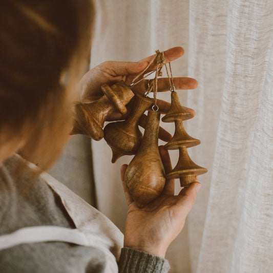 Set of Handmade Wooden Ornaments