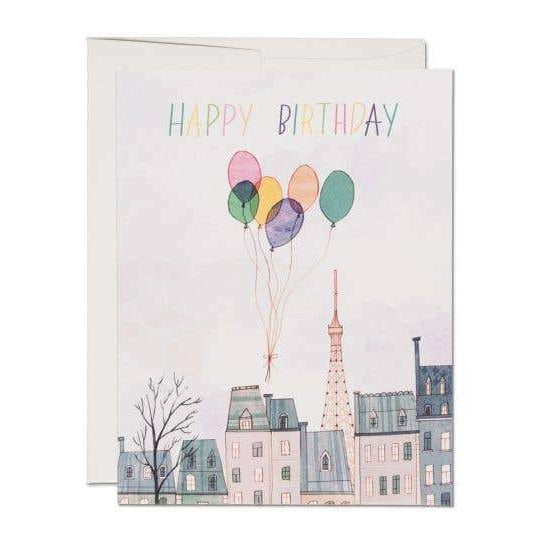 Greeting Card: Paris Birthday Balloons