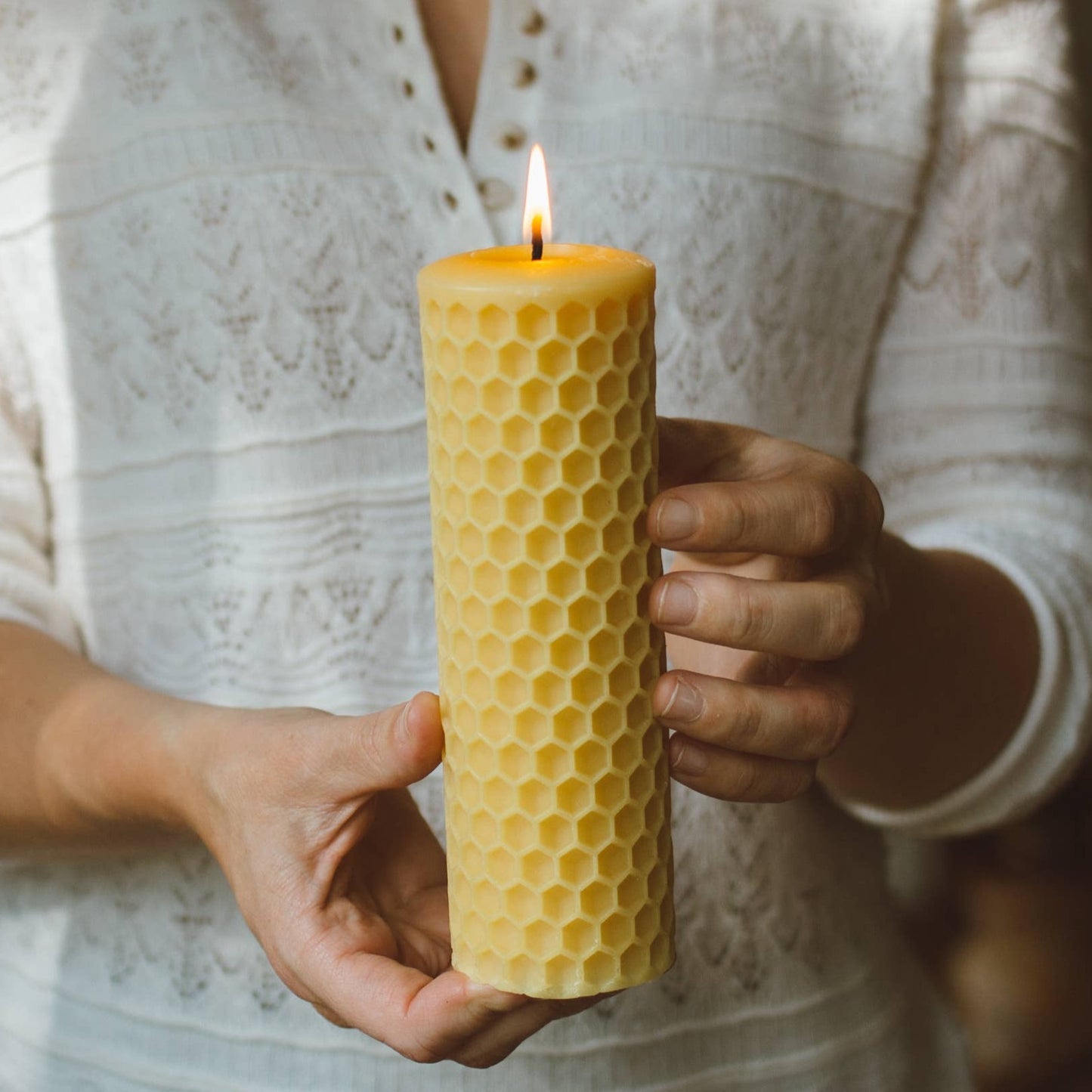 Honeycomb Beeswax Pillar Candle, Choose