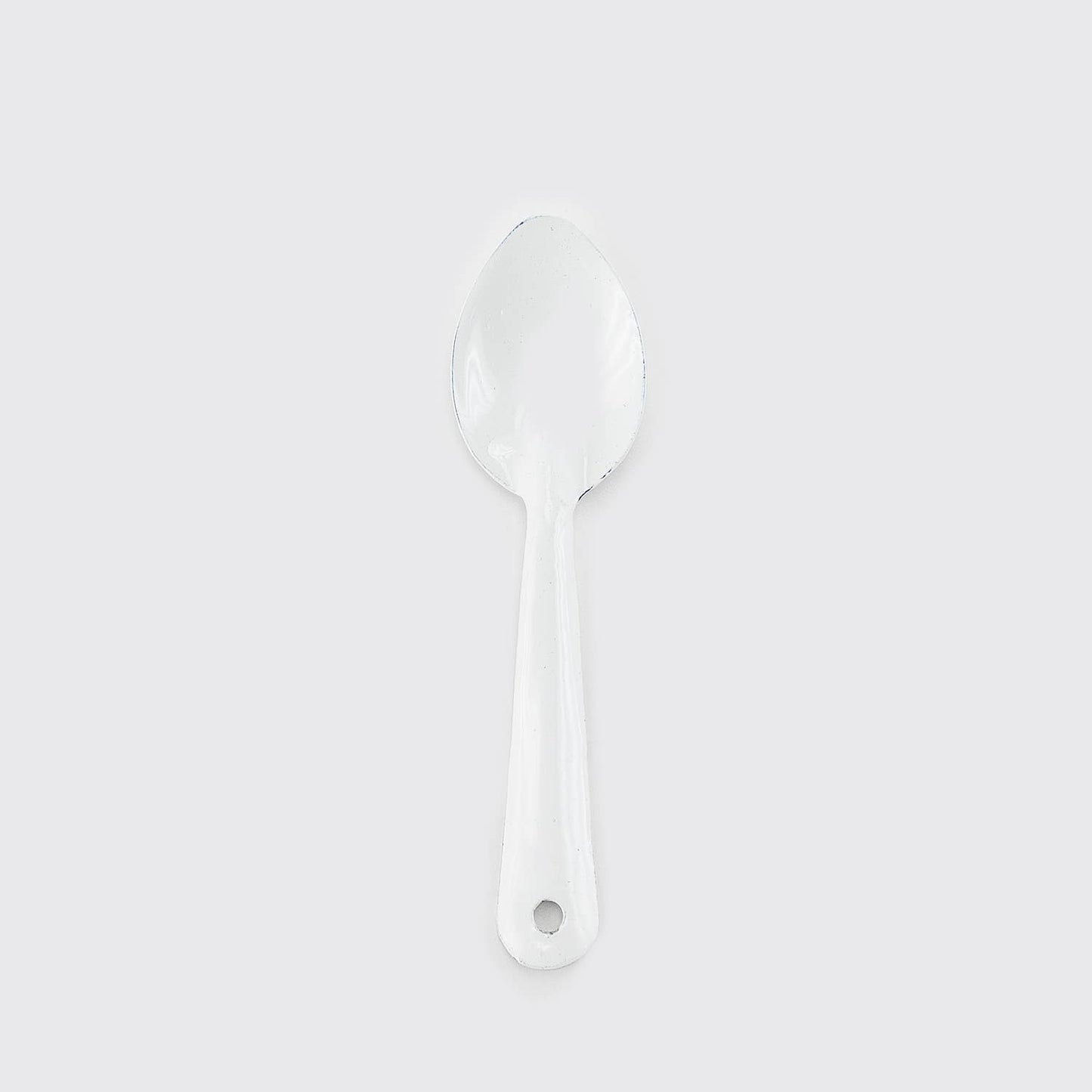 White Enamel Coffee Spoon, 6"