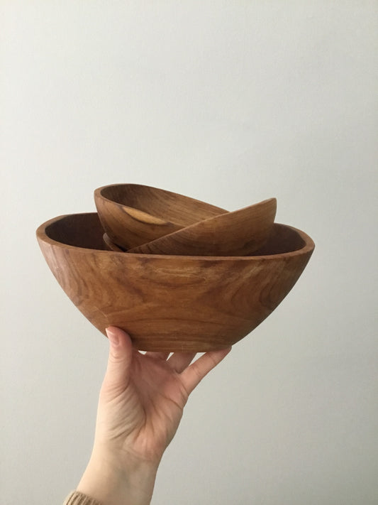 MCM Teak Serving Bowl Set