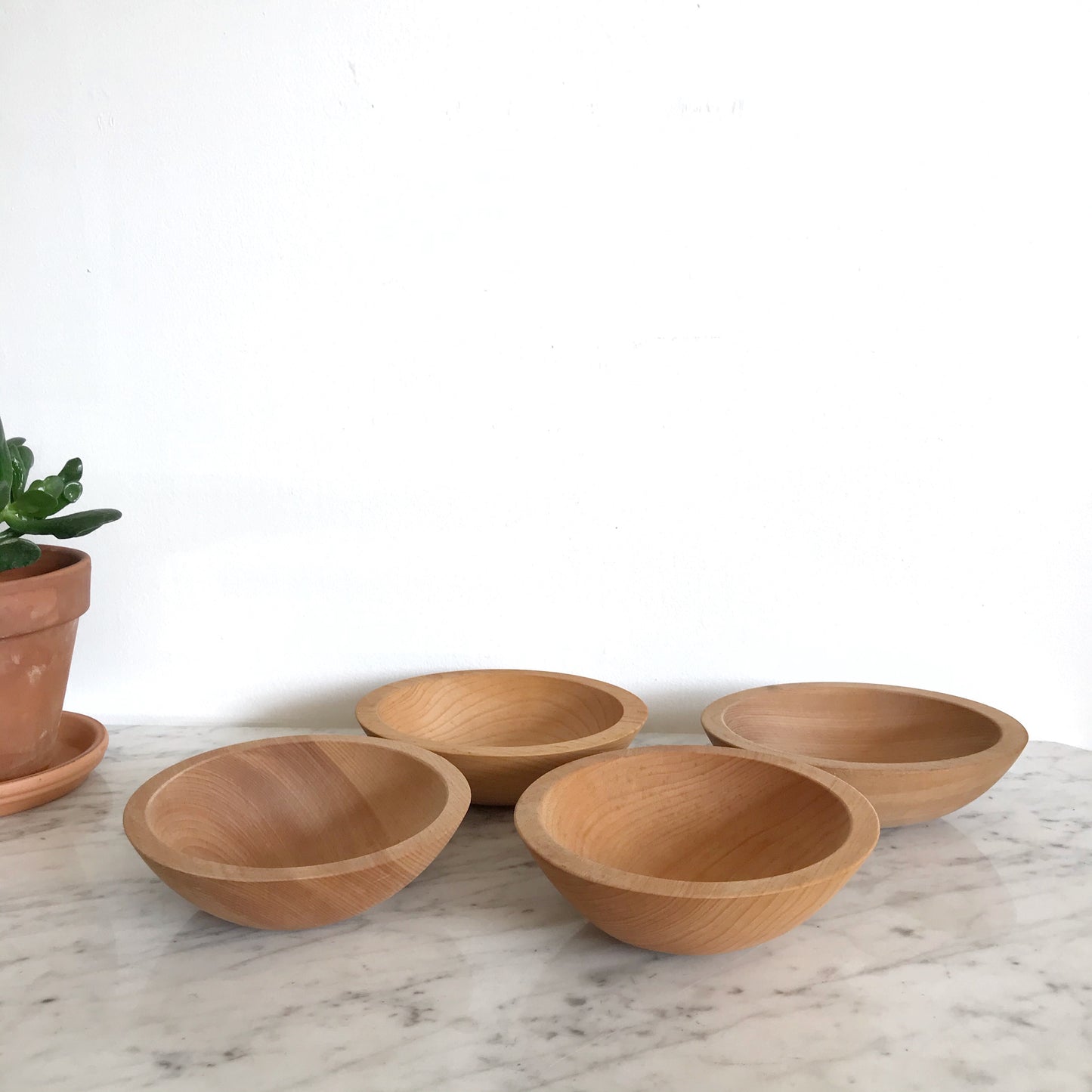 Set of 4 Vintage Wooden Bowls