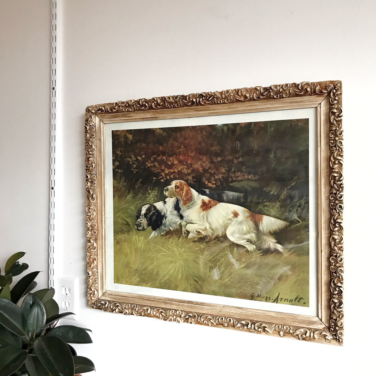 Vintage Framed Art Print, Hunting Dogs