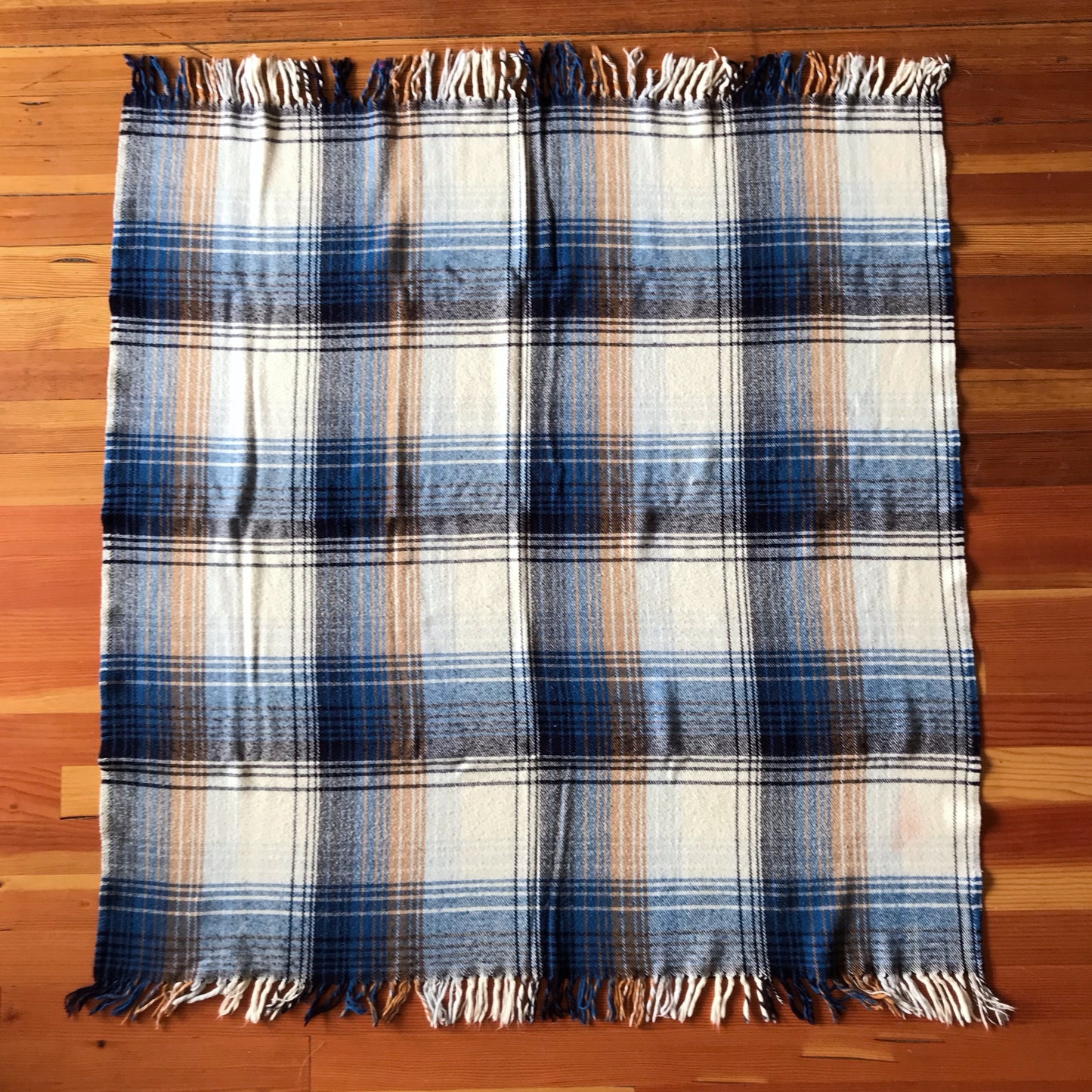 Vintage Blue Plaid Throw Blanket