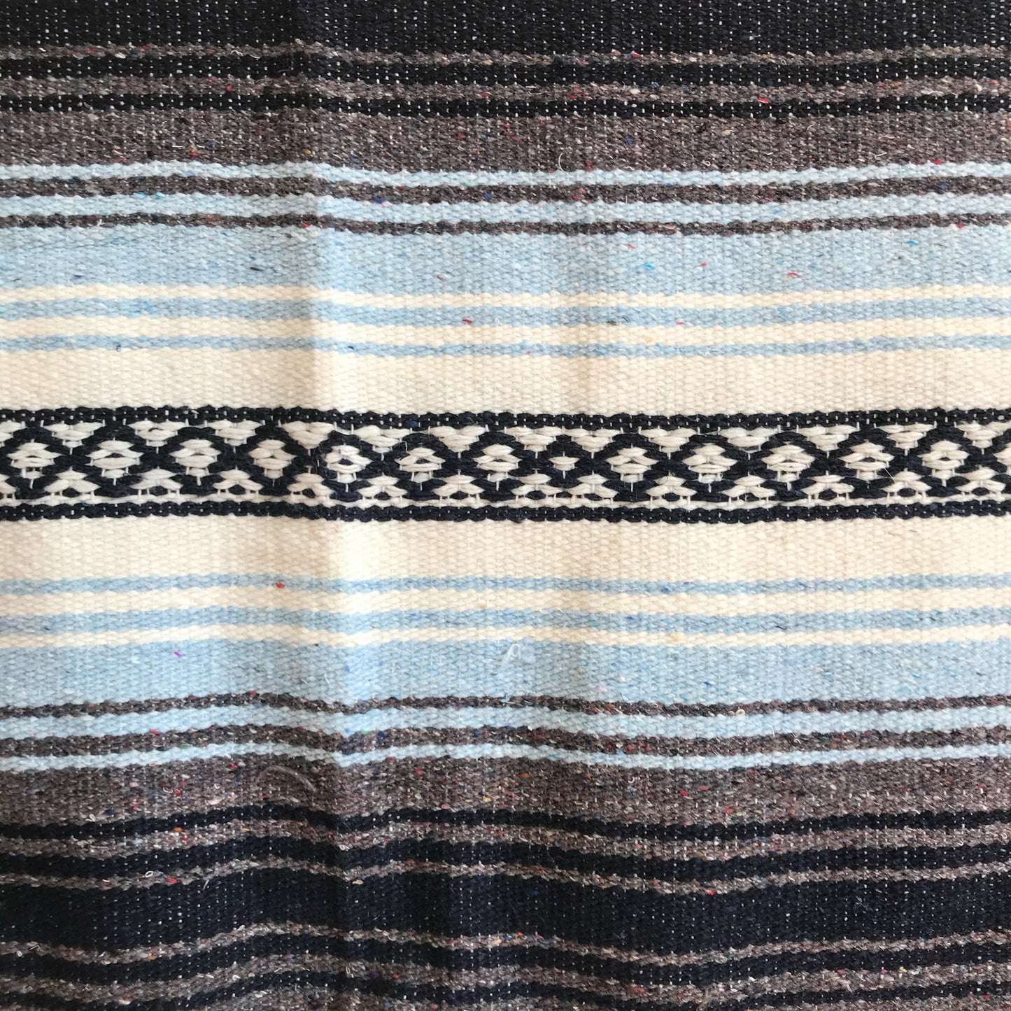 Vintage Hand-Loomed Blanket, Light Blue