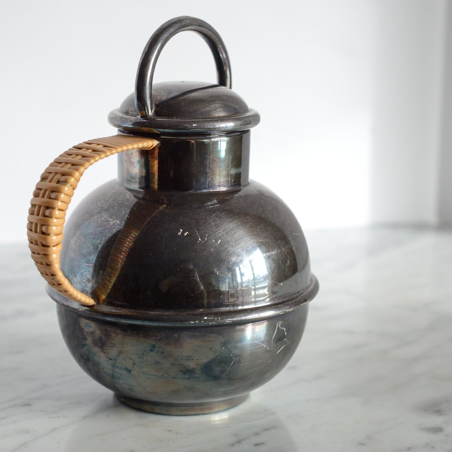 Vintage Silver Teapot with Wrapped Handle
