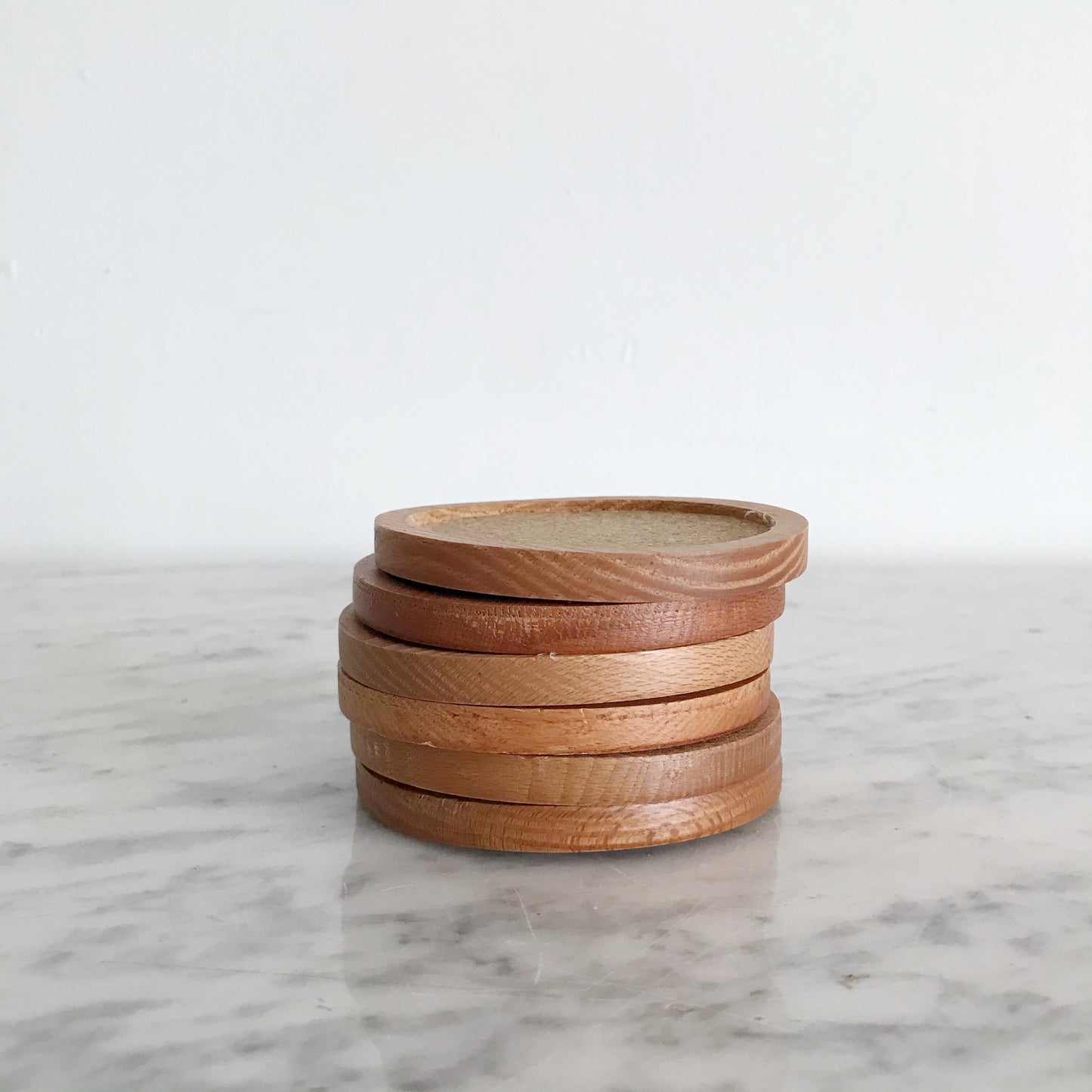 Set of 6 Vintage Wooden Coasters