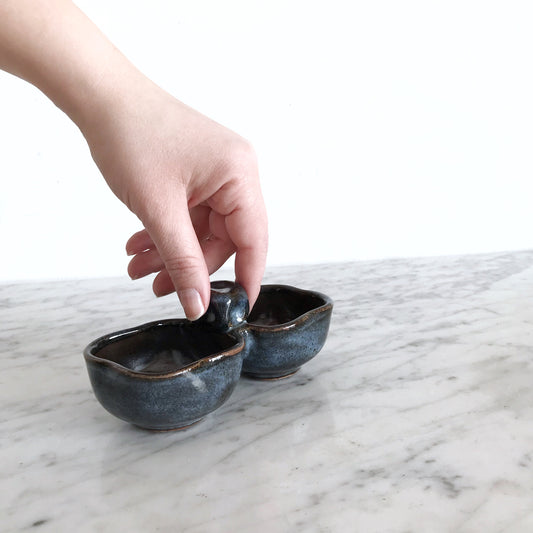 Handcrafted Stoneware Double Dish