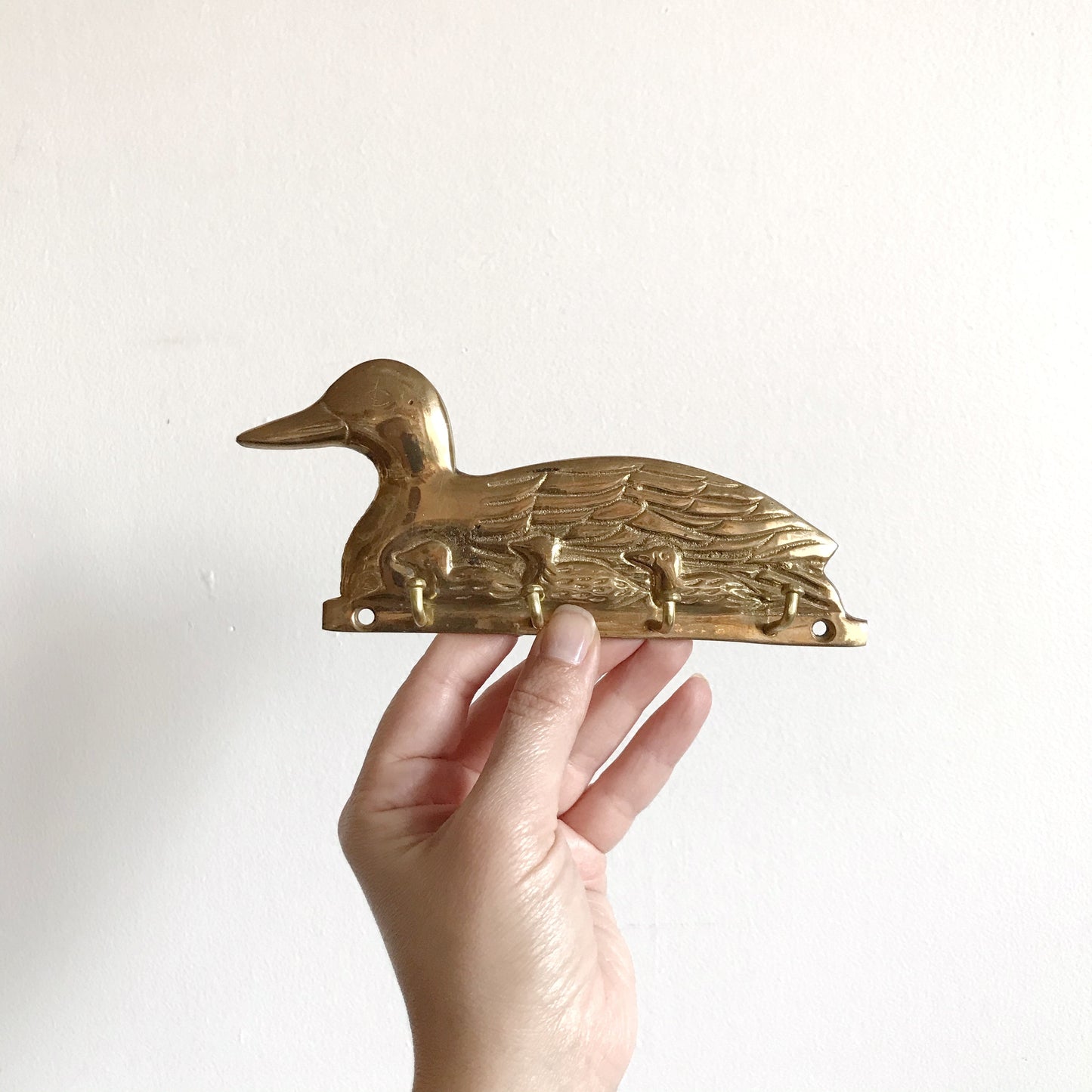 Vintage Brass Duck Key Holder