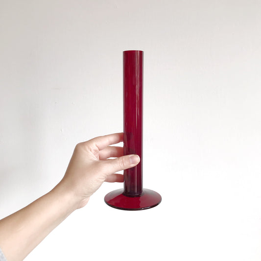 Tall Mod Red Glass Vase