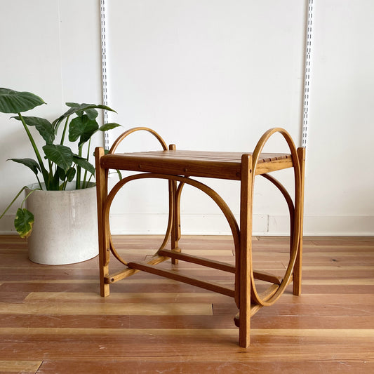 Vintage Bentwood + Slat Bench / Side Table