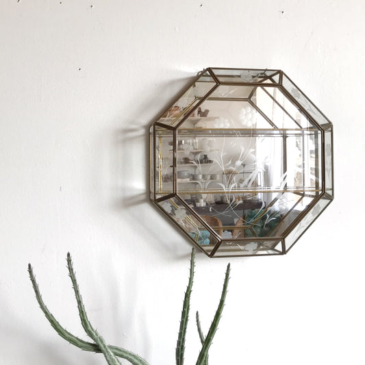XL Vintage Glass Wall Display Shelf / Case