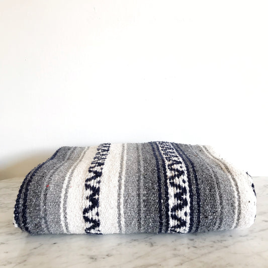 Woven Blanket, Gray + Navy
