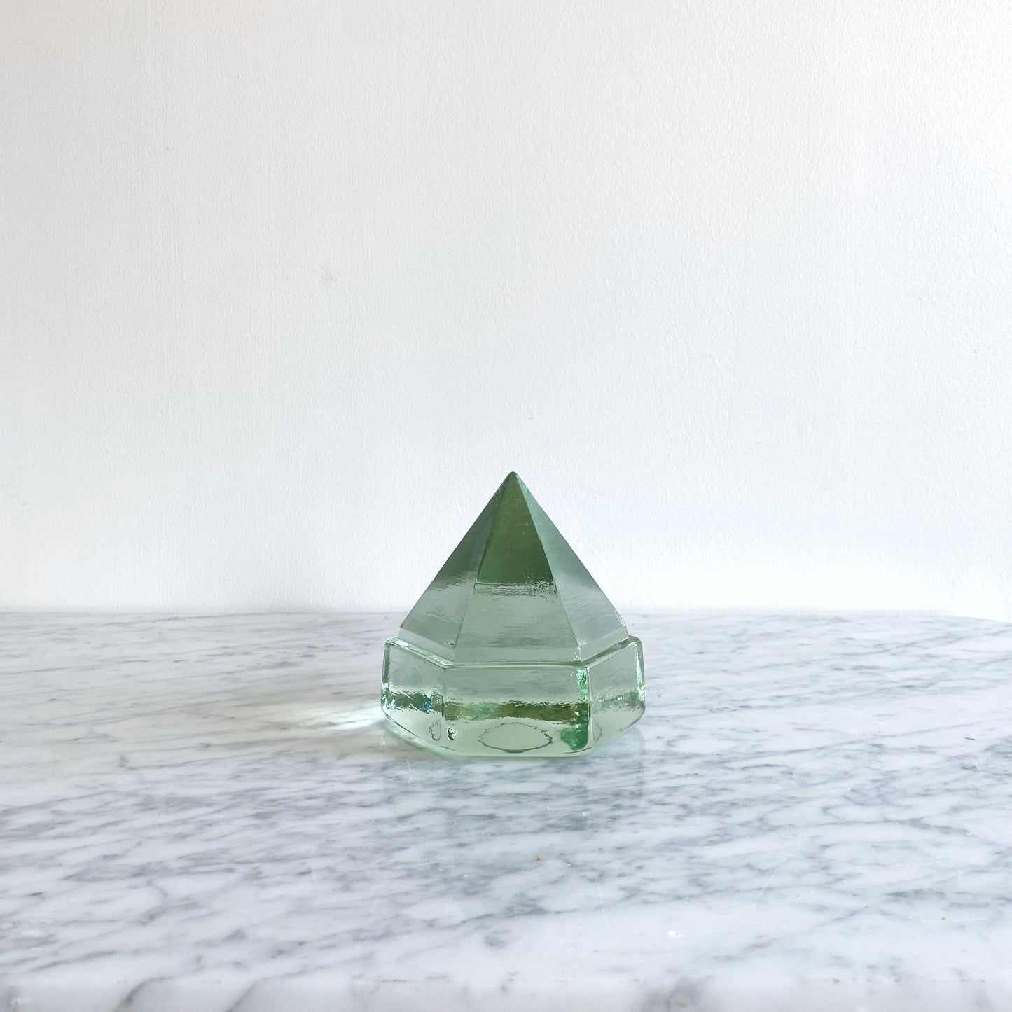 Found Aqua Glass Prism Paperweight / Deck Prism