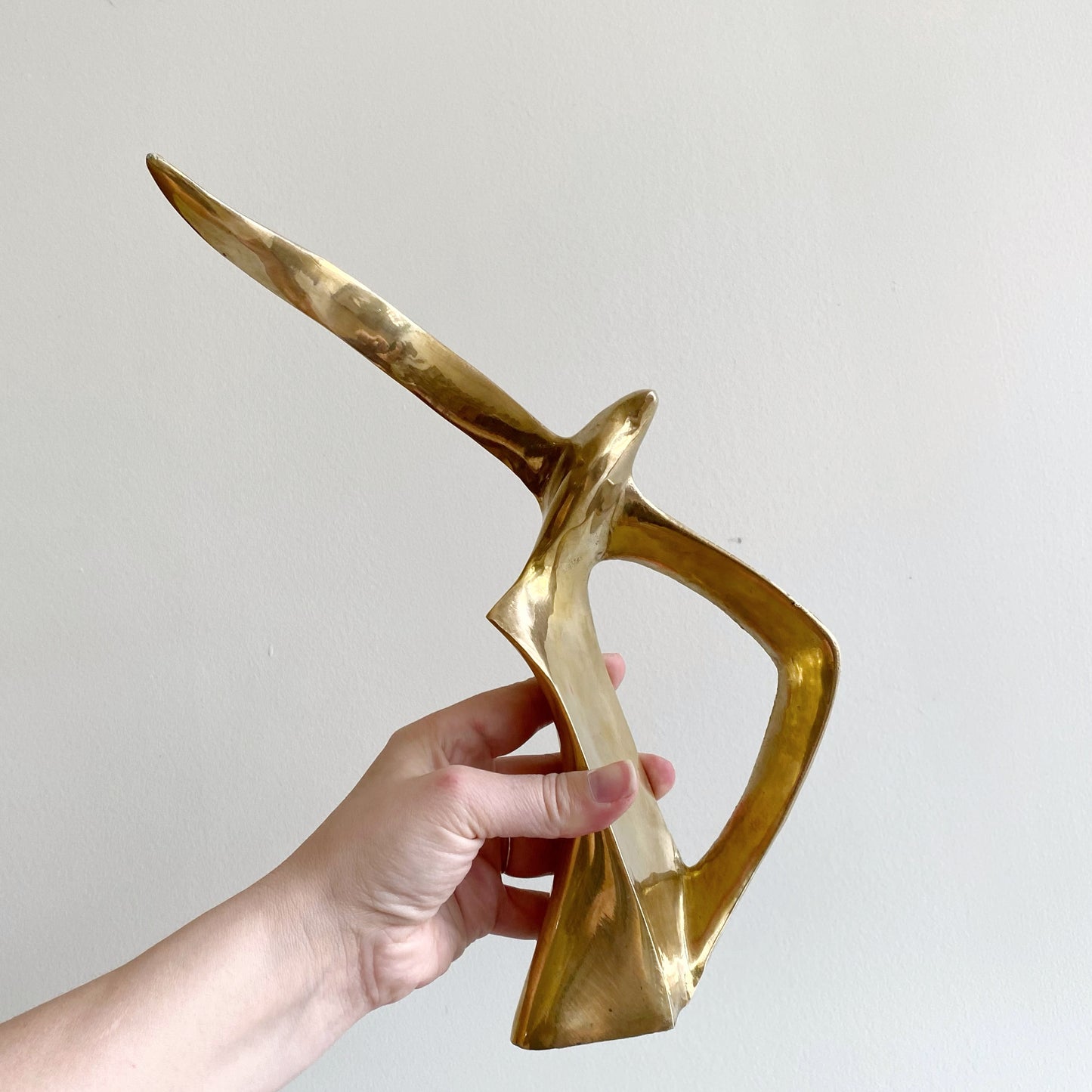 Vintage Minimalist Brass Seagull Sculpture