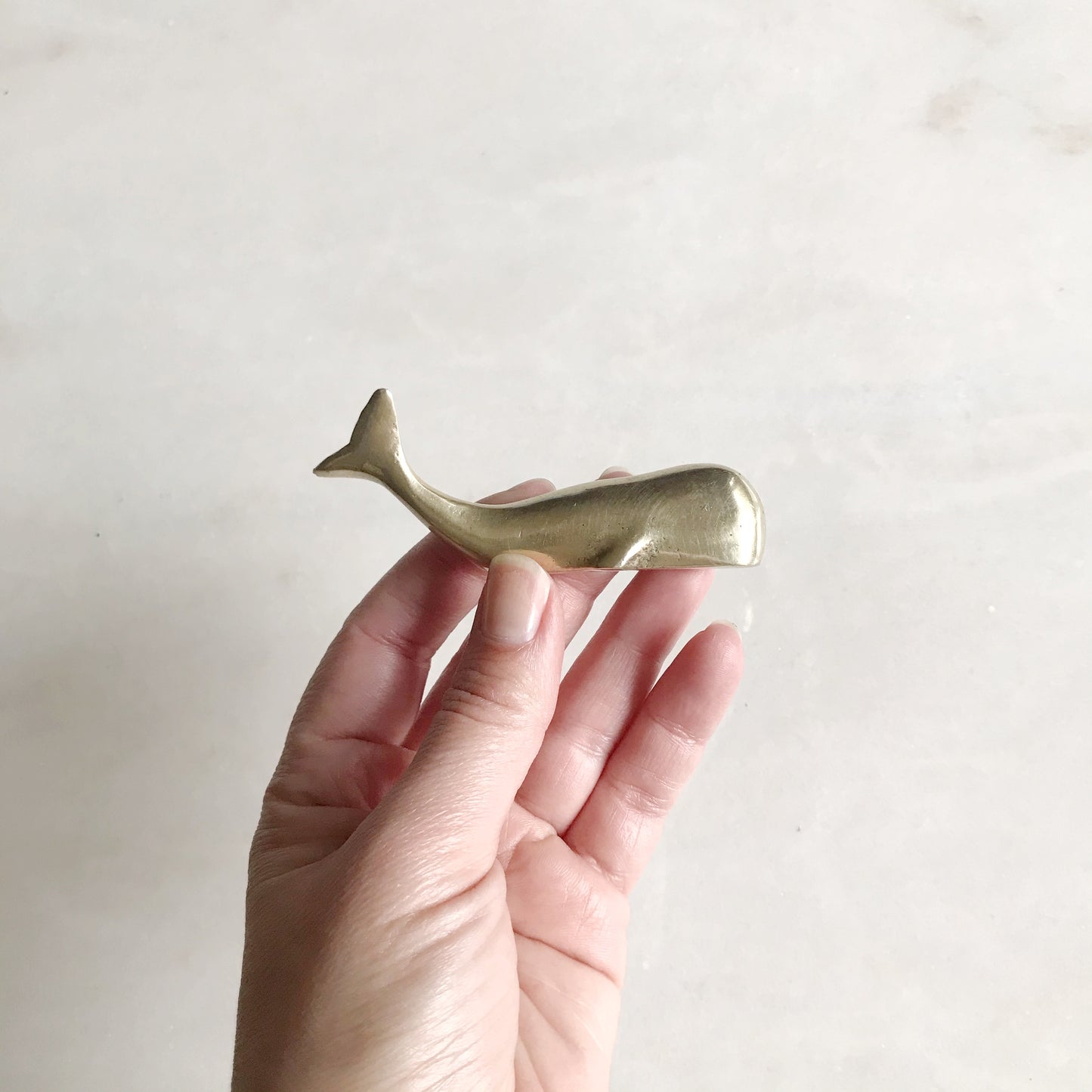 Petite Vintage Solid Brass Whale