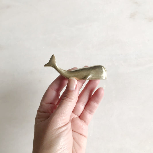 Petite Vintage Solid Brass Whale