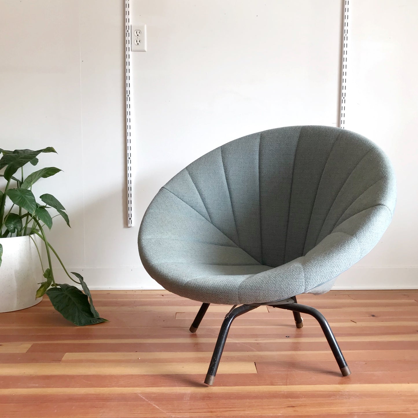 1950's Vintage Upholstered Swivel Hoop Chair