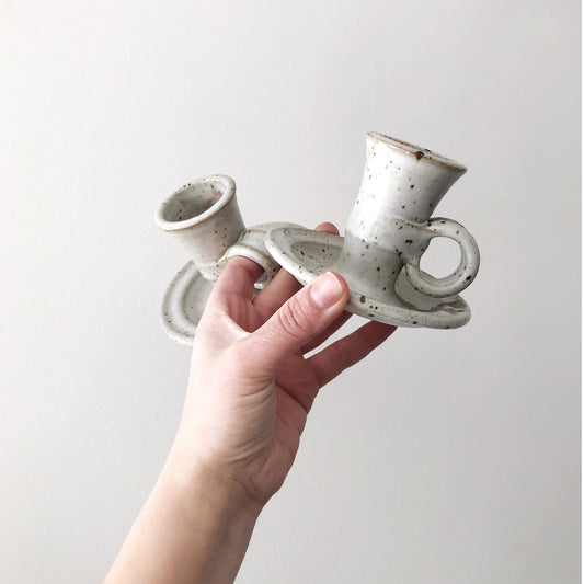 Pair of Handcrafted Pottery Candle Holders