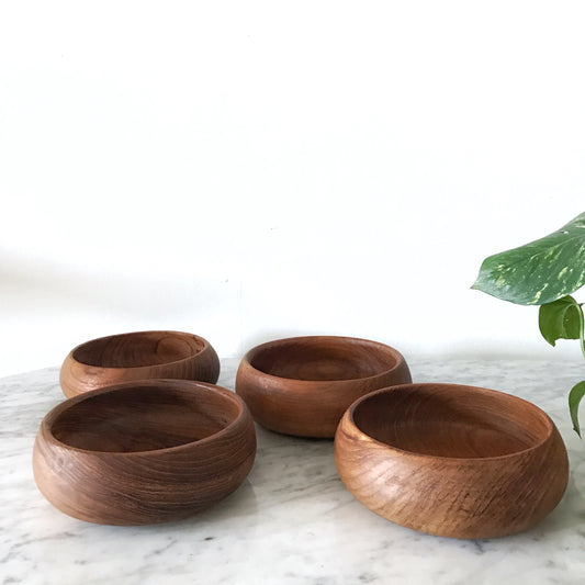 Set of 4 Vintage Turned Wood Bowls