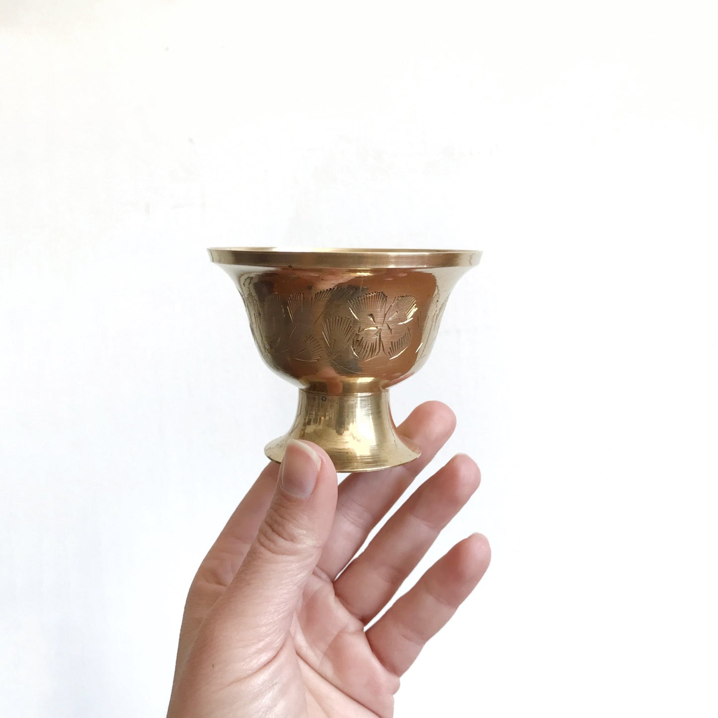 Small Etched Brass Footed Cup