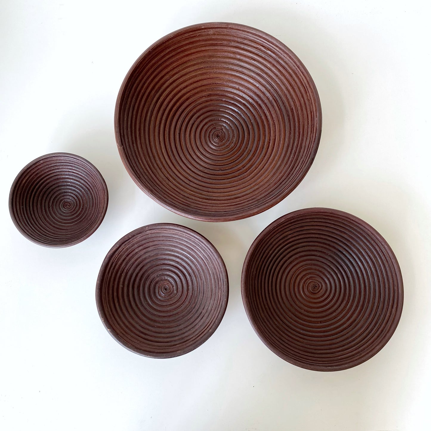 Set of Dark Rattan Coiled Nesting Bowls