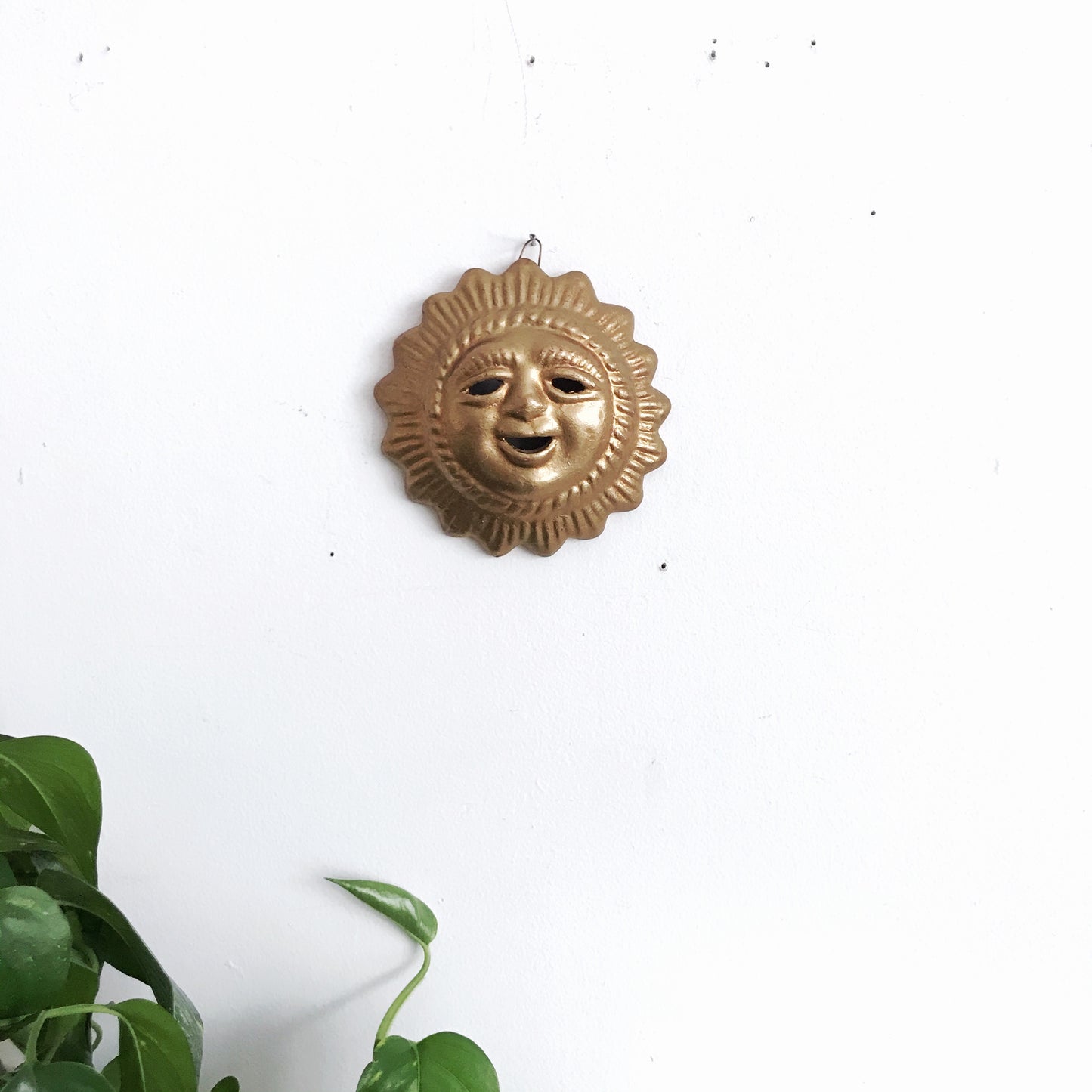 Vintage Golden Terracotta Sun Wall Hanging