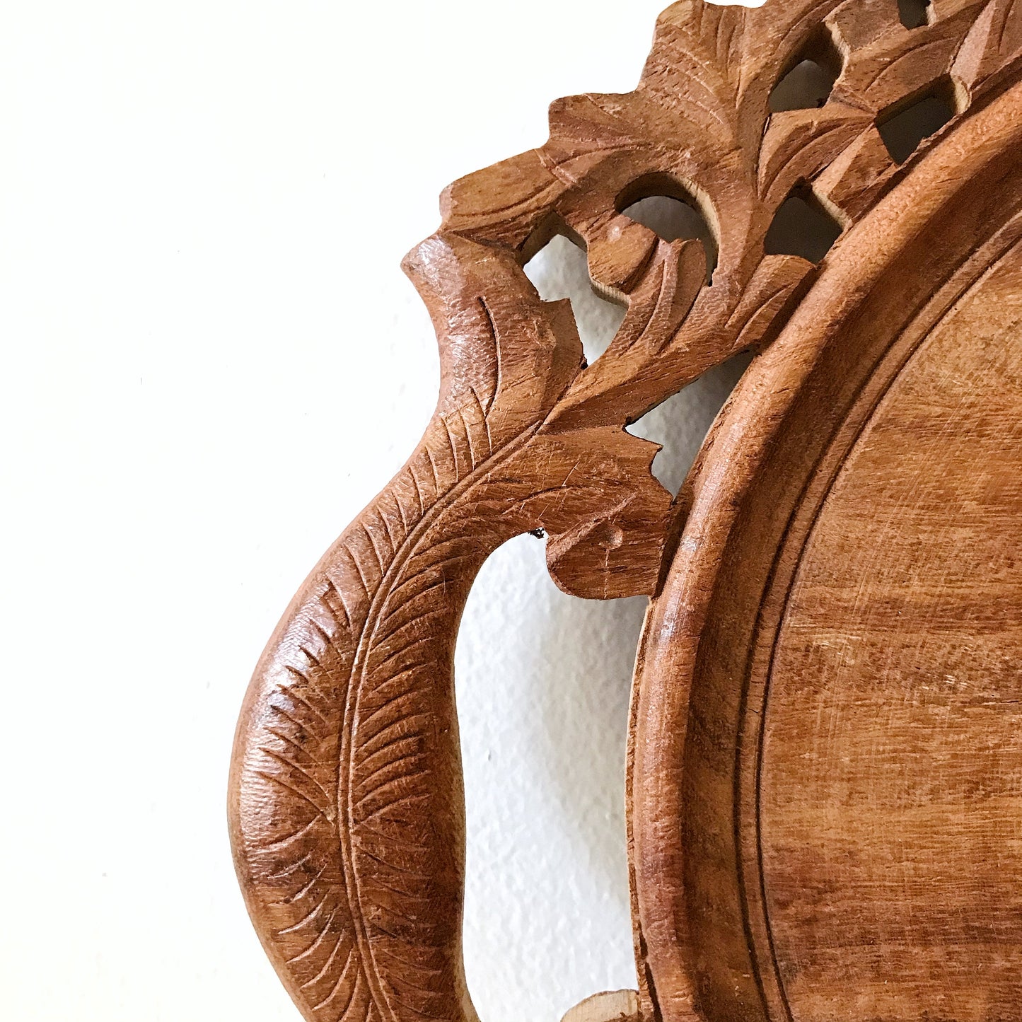 Vintage Carved Wood Tray w Bird