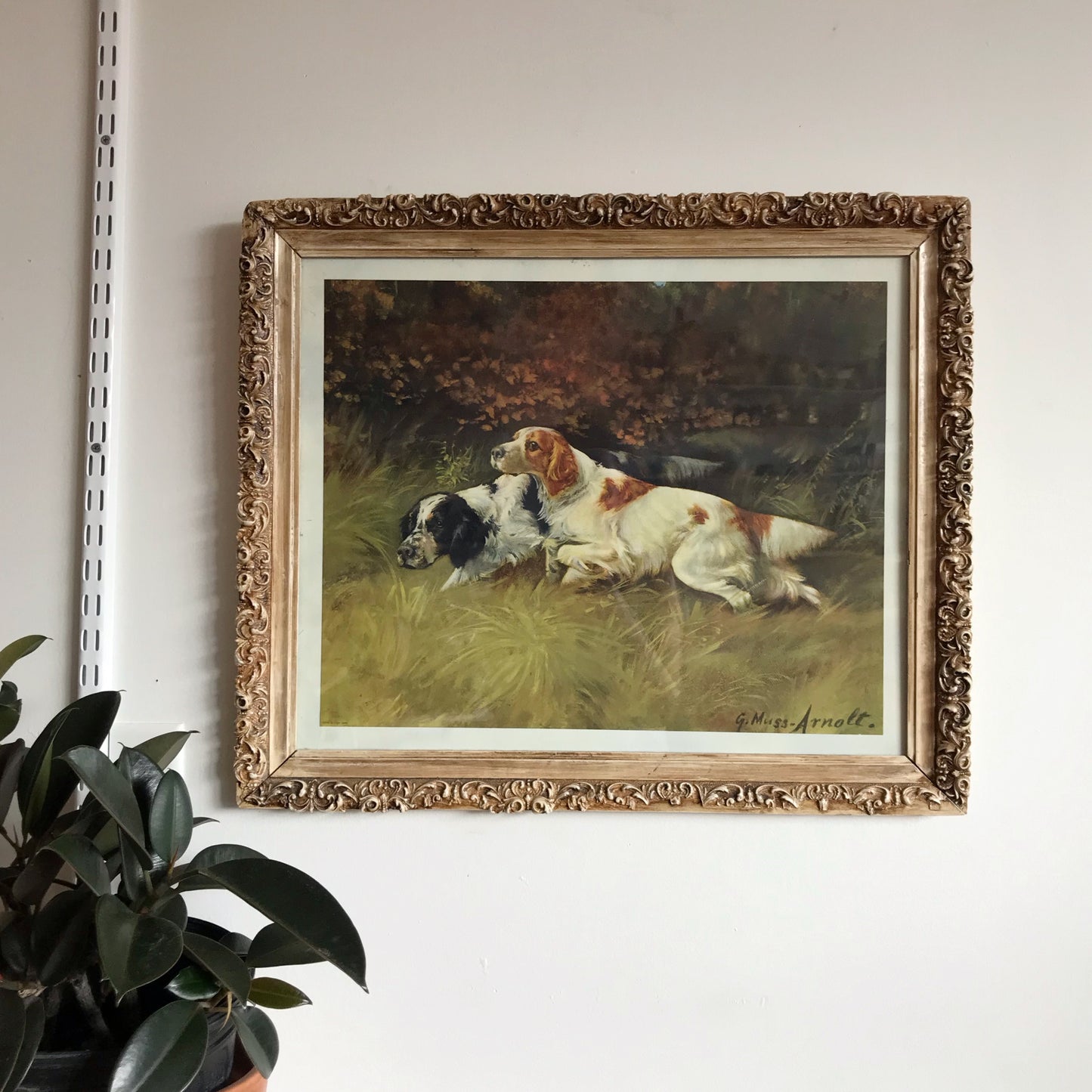Vintage Framed Art Print, Hunting Dogs