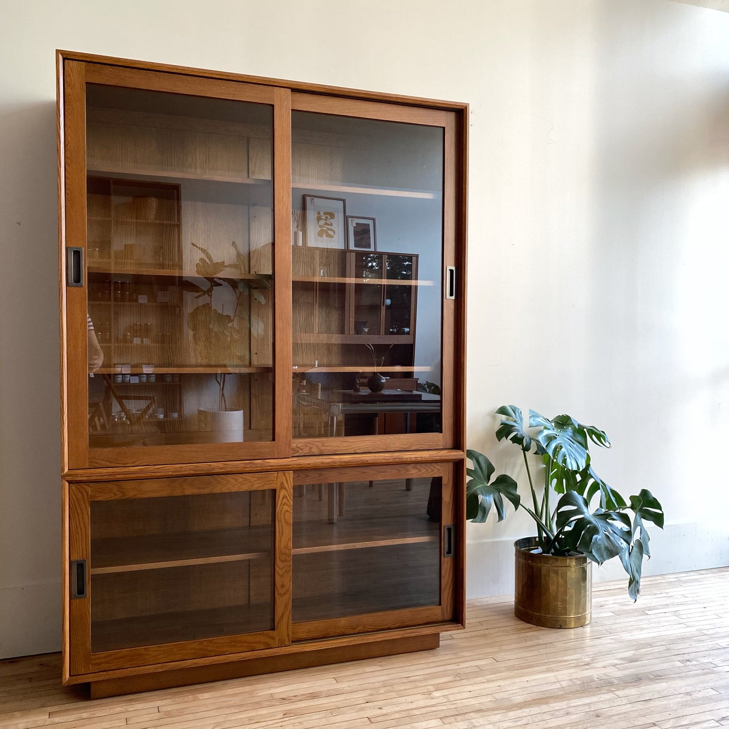 XL Contemporary Oak Display Cabinet / Hutch