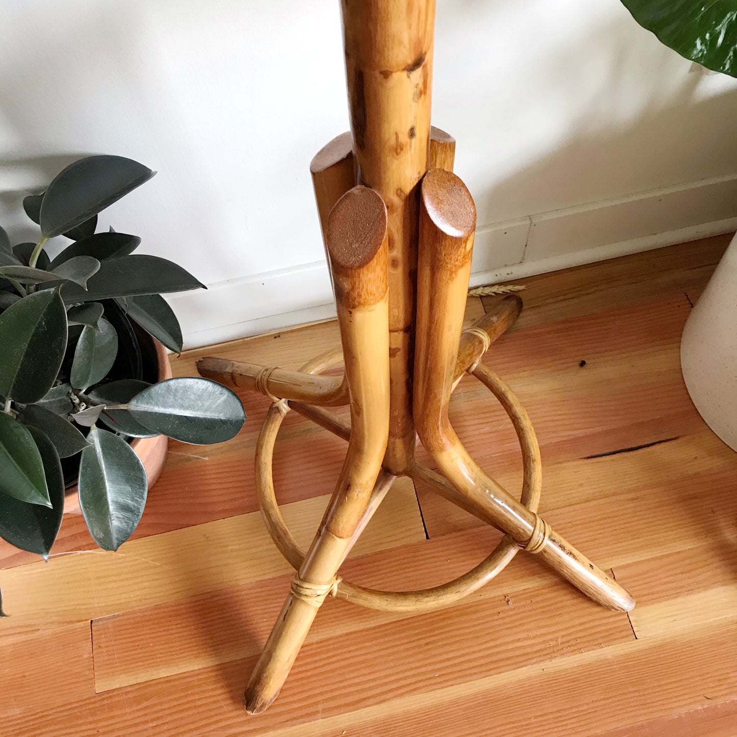 Tall Standing Rattan Coat Rack