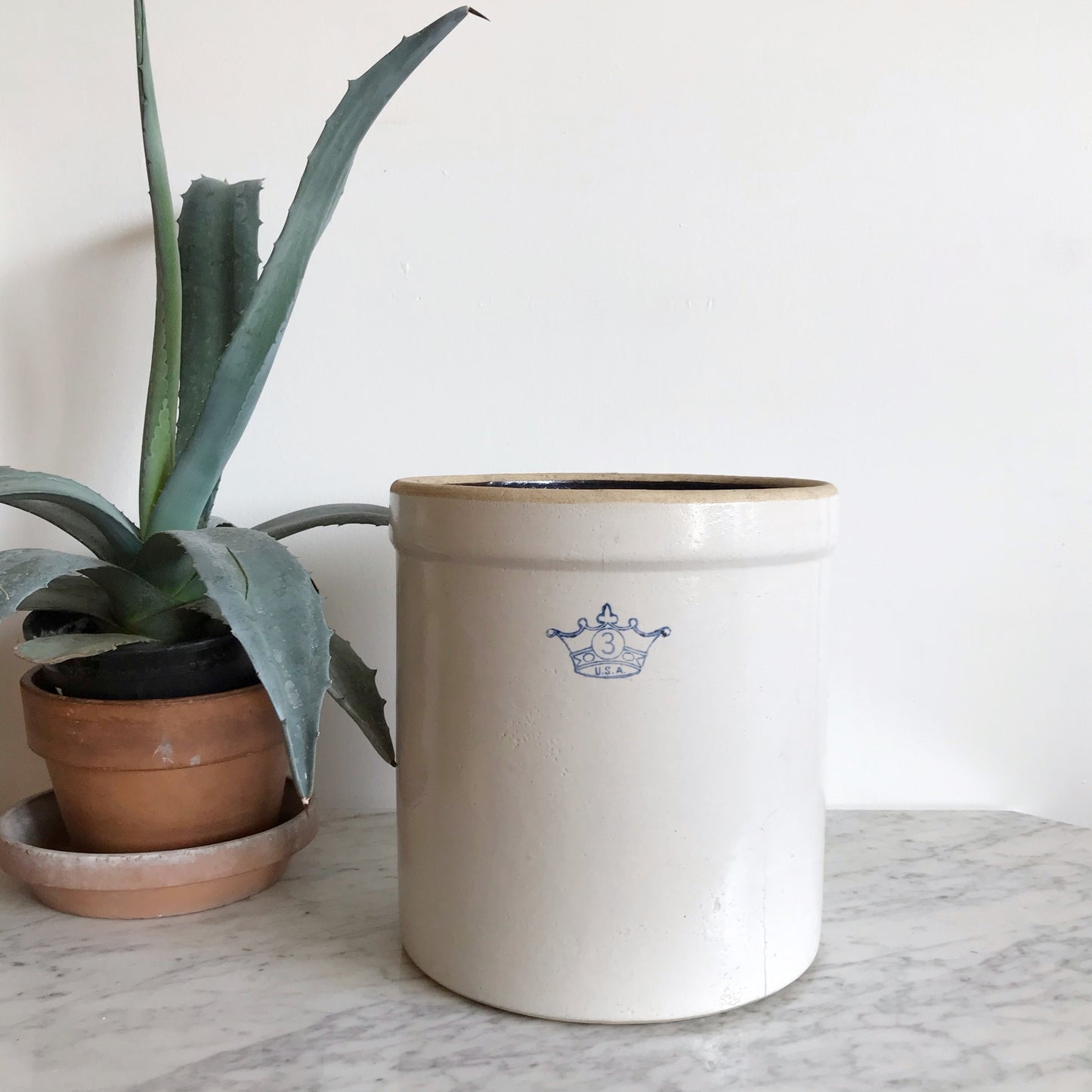 XL Vintage Stoneware Crock, 3 Gallon