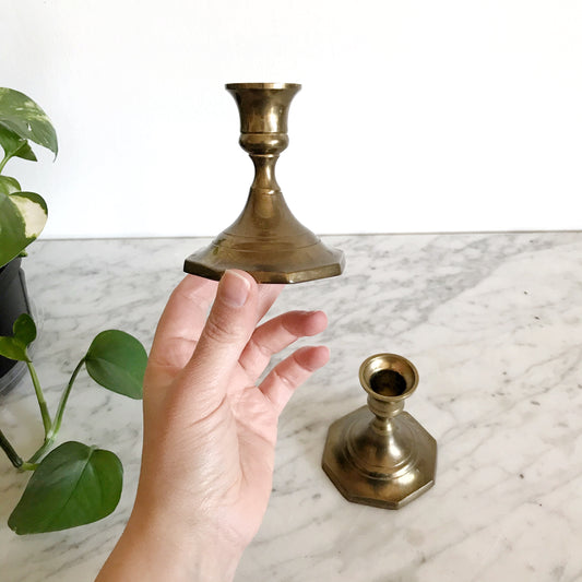 Pair of Vintage Brass Candle Holders