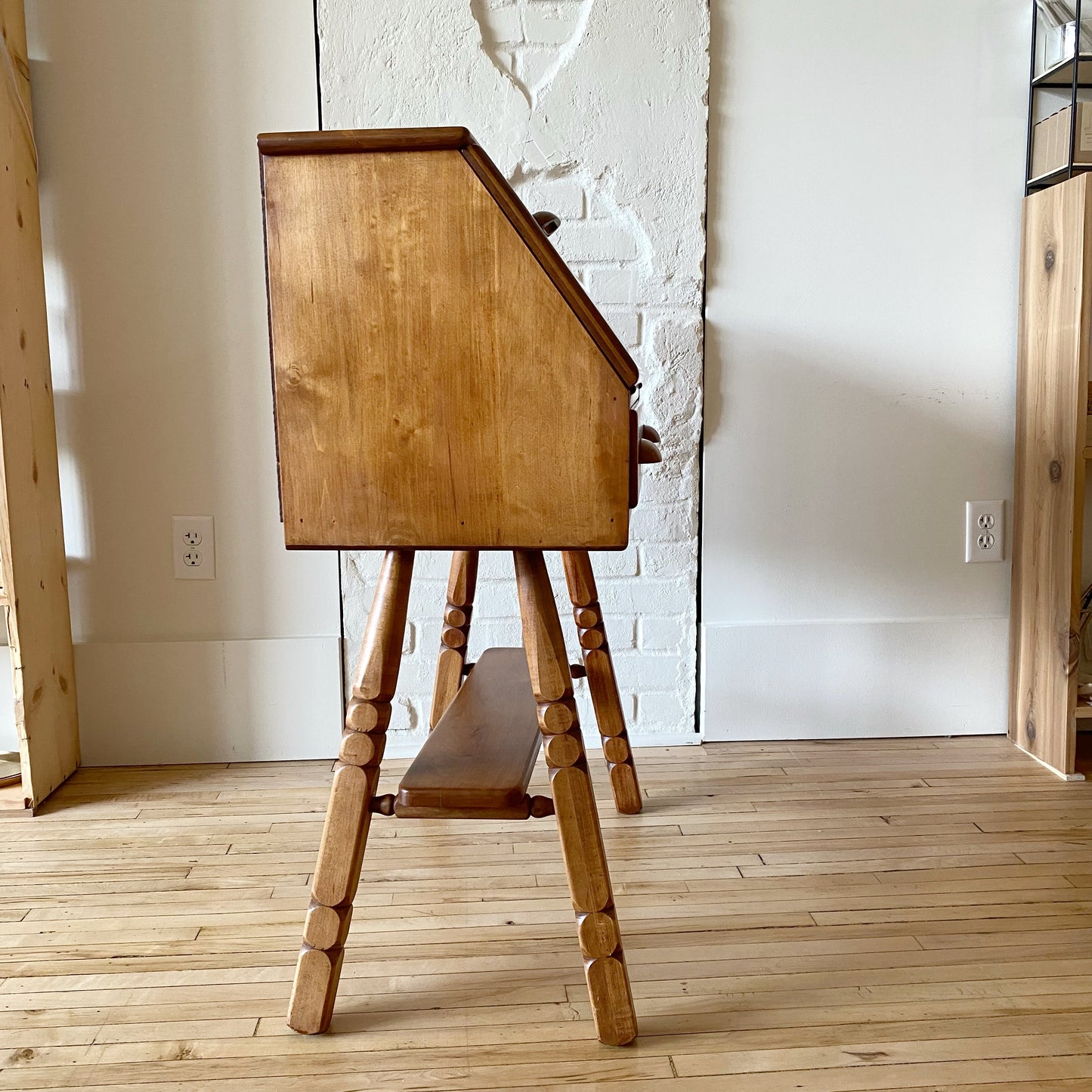 Vintage Folksy Wood Desk + Chair Set