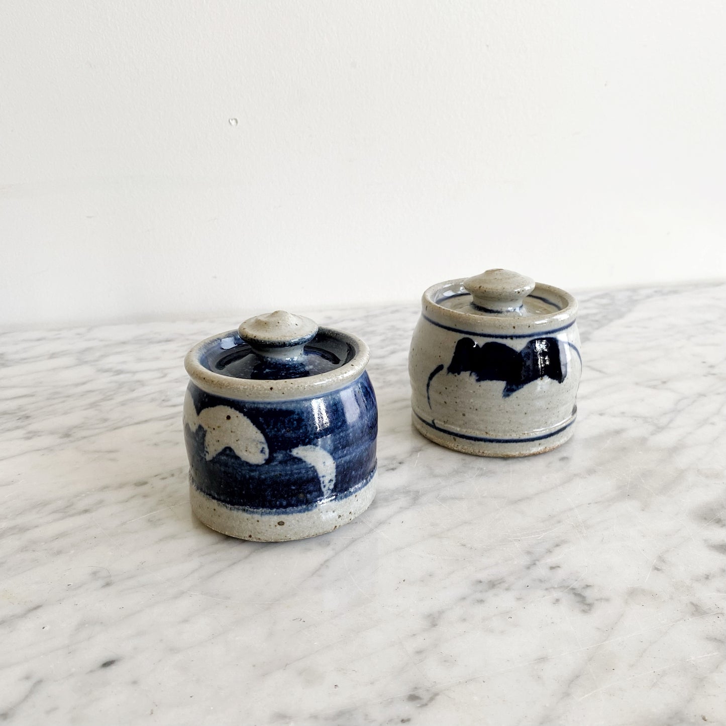 Set of Found Stoneware Salt + Pepper Shakers