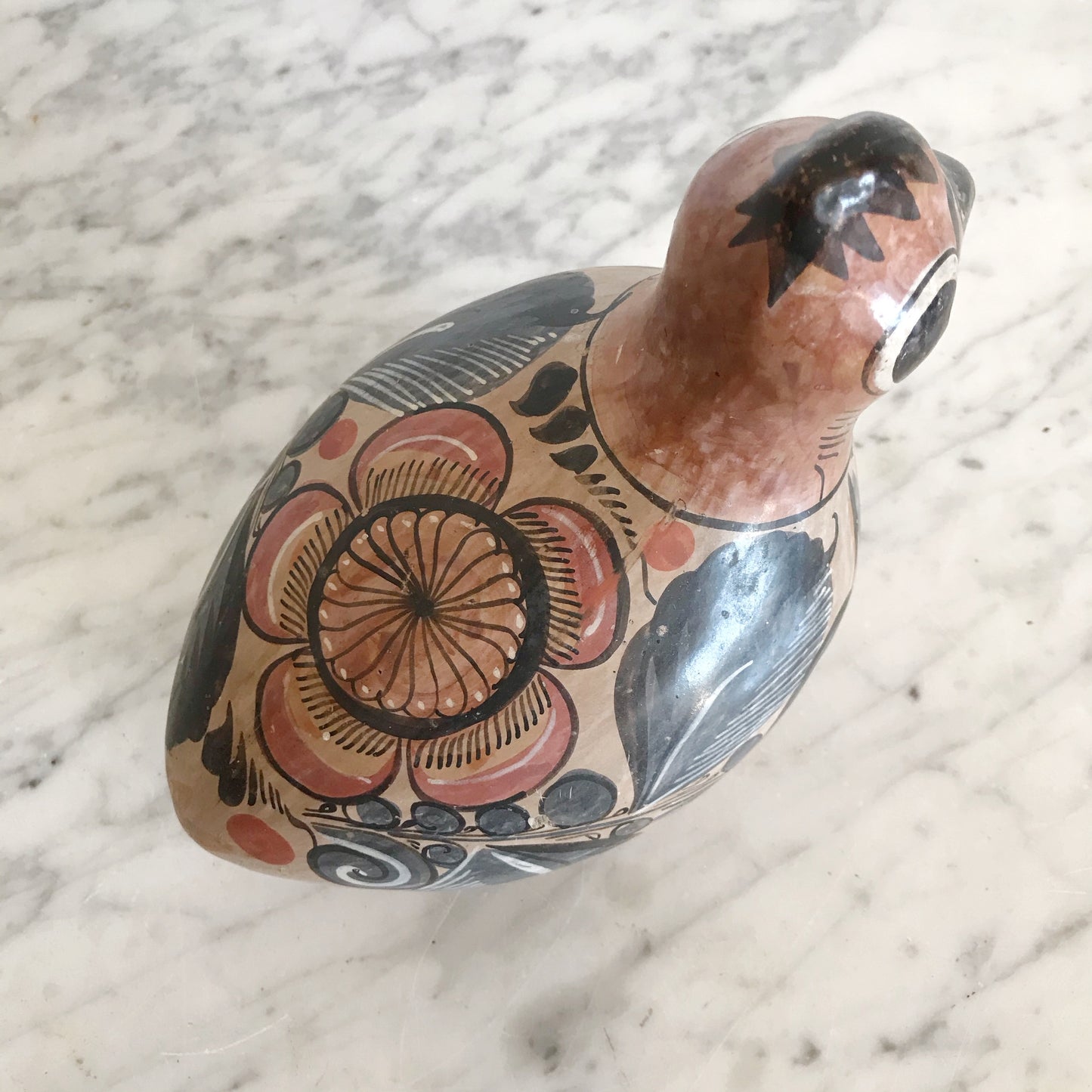 Large Hand-painted Clay Bird