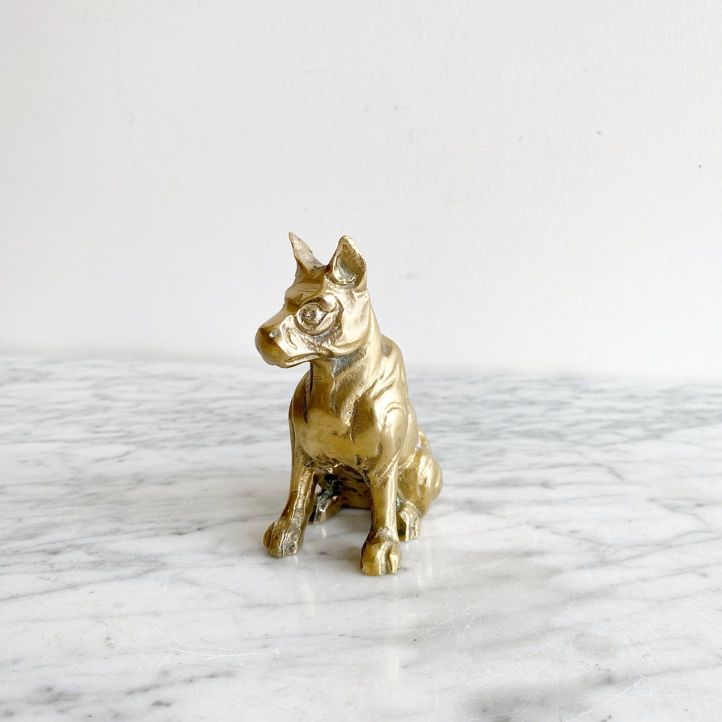 Vintage Brass Boxer / Terrier Dog, 5”